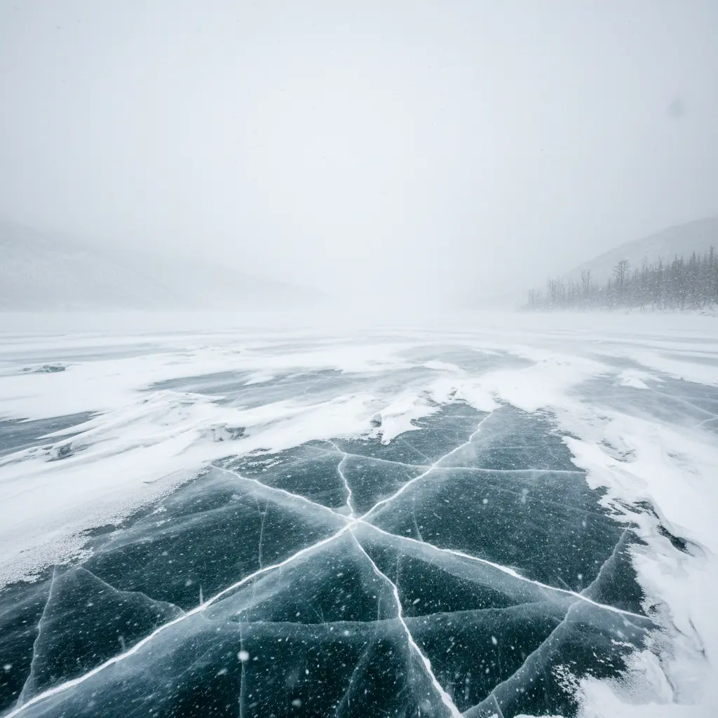 Frozen lake blizzard